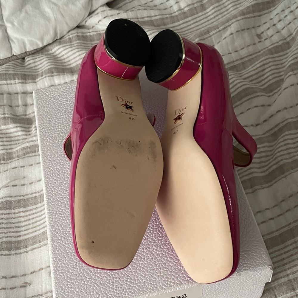 Dior Fuchsia Patent Leather Mary Jane Flats - Picture 5 of 10
